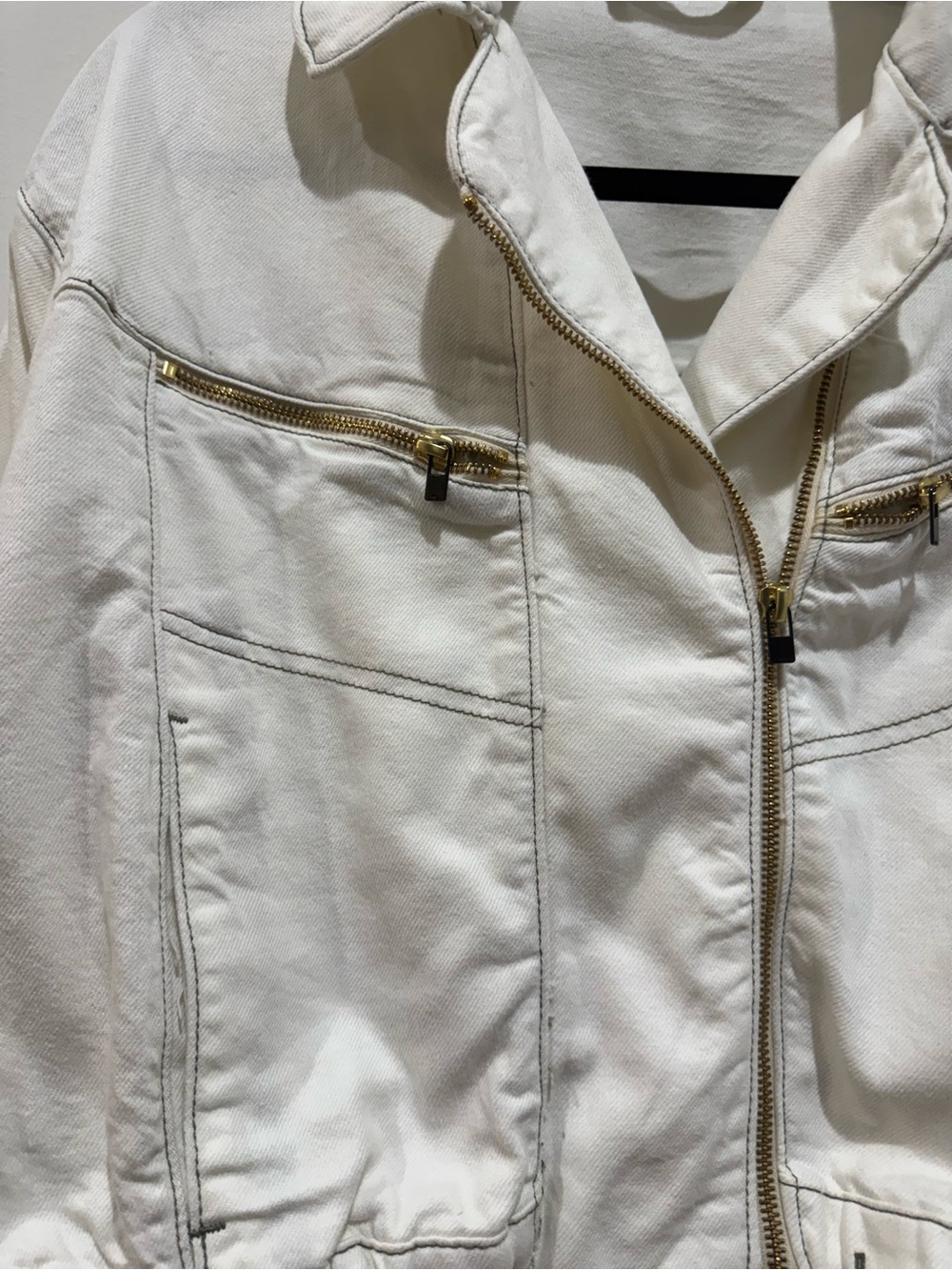 Pilcro Tesale White Cropped Cotton Lyosell Jacket Full Zip, Ziper PocketsSzXS